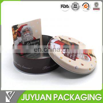 Direct factory christmas round gift tin box wholesale