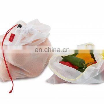 Lightweight mesh produce bags with drawstring or tulle shopping bag