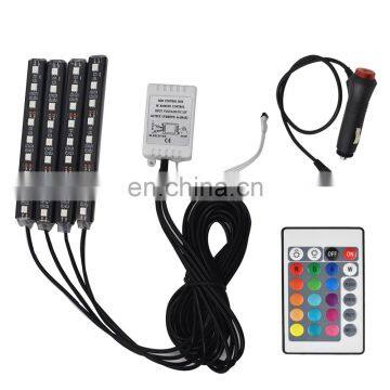 36 LED 4PCS Car Interior Atmosphere Neon Lights Strip Music Control + IR Remote