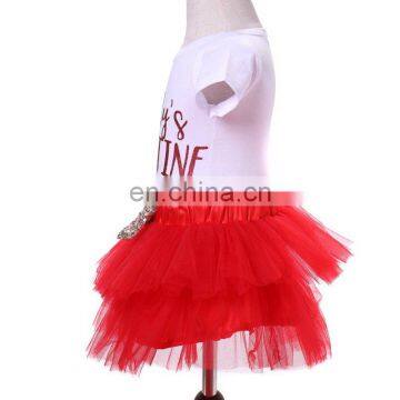 2019 Daddy's Valentine Letter Romper Tops + Tutu Skirt + Headband 3PCS Outfit Kids Clothing Set photo-2