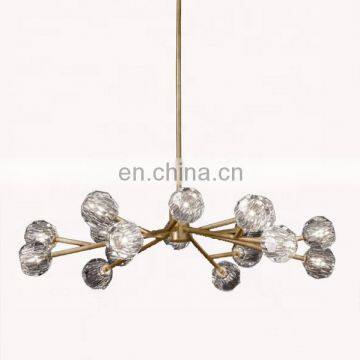 Modern Beautiful Home Decor E27 White Crystal Ceiling Pendant Light With Gold Frame photo-4