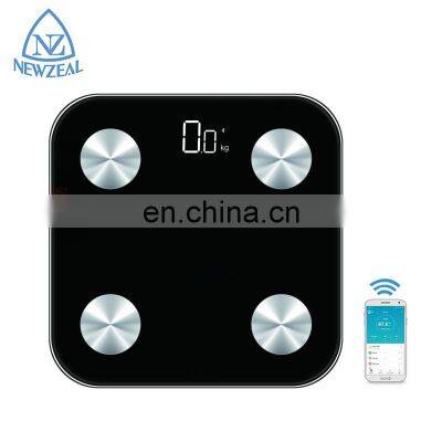 Top Selling Blue Tooth Scale Smart Body Fat Scale Wide Black Glass Bathroom Scale