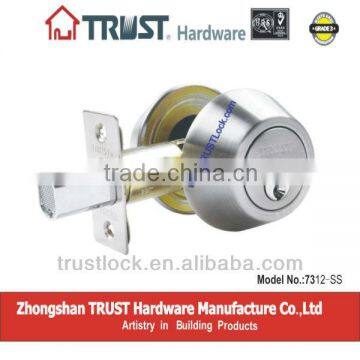 7312SS:TRUST ANSI Grade 3 Double Deadbolt Lock with brass cylinder