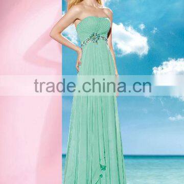 2014 New Design Sex Empire Chiffon Strapless Evening Dresses