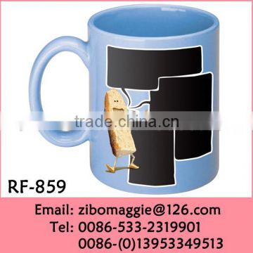 Professional Zibo Made Colored 11oz Ceramic Coffee Cup with Chalk for Tableware