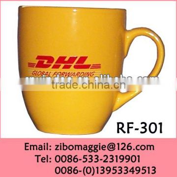 Zibo Made Belly Shape Wholesale Colored Promotion DHL Custom Printed Ceramic Tea Cup