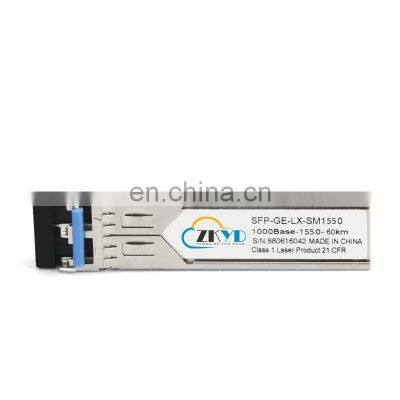 60KM Single Mode LC Connector 1.25G 1000M  Dual Fiber SFP Transceiver Module high quality