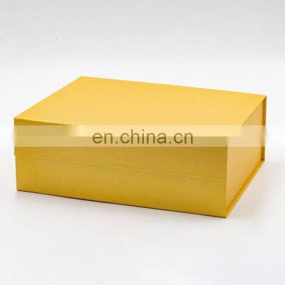 Ready stock yellow golden color magnet lid rigid foldable gift box wholesale