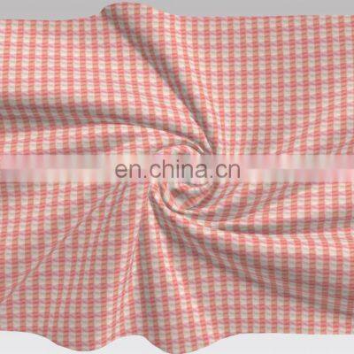 2022 Best Sale Pink Color Light Seersucker Check Design