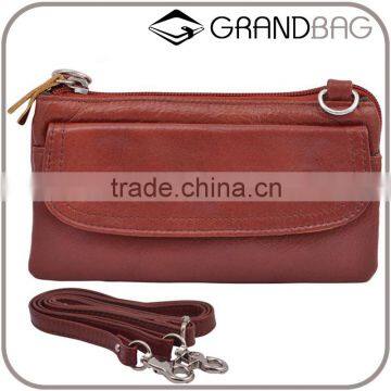 wholesale cow leather women shoulder bag clutch purse handbag with shoulder strap