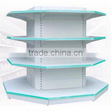 Round square-tube back panel gondola shelf