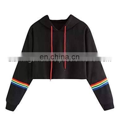 Embroider Logo Sweatshirt Custom Women's Jumper Black Crop Top