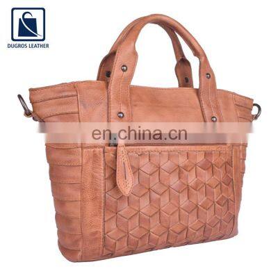 2022 New Arrival Vintage Style Modern Design Fashionable Wholesale Genuine Leather Handbag for Women