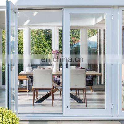 Plastic clear glass casement door UPVC profile design single glazing door