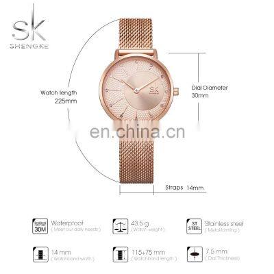 SHENGKE K0093L Novel Women's Rose Gold Mesh Watch New Fashion Brand Beautiful Lady Quartz Wristwatch photo-5