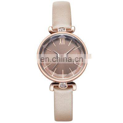 SHENGKE Elegant Lady Diamond Watch Cutting Glass Roman Number Index Dazzling Diamond Soft Leather Band Watches Logo OEM ODM