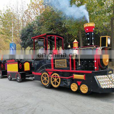 Professional factory carnival rides equipment electric amusement game trackless steam train for sale