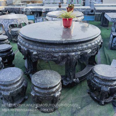 Stone Table Stone Stool, Marble Round Table, Pisces Pattern, Park Courtyard Decoration, Landscape photo-4