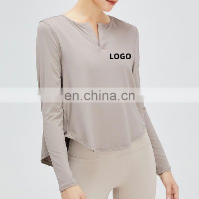 Wholesale Fashion Lightweight Long Sleeve Loose Casual T-Shirt Women Gym Yoga Wear Oversize Sports Shirt Workout Swearthirt