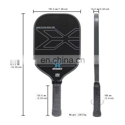 Professional Manufacturer 16MM Pickleball Paddle High Friction Carbon Surface Frosted Carbon Cloth PP Core Pickleball Paddle