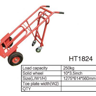 HT1824 High Quality HT-1824 Heavy Duty Steel Folding Hand Truck Dolley  Hand Cart Trolley With Load Capacity 250kg 10x3.5 Inch Pneumatic Wheel photo-2