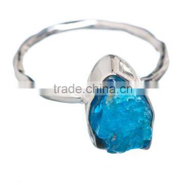 925 SOLID STERLING FINE SILVER ROUGH APATITE RING