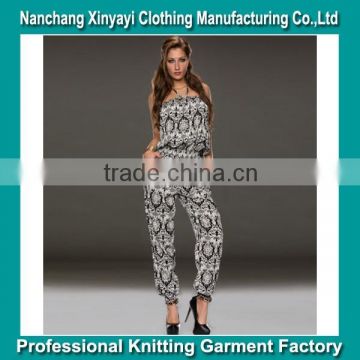 2015 Show thin printed chiffon jumpsuits summer clothes pants female leisure trousers OEM service