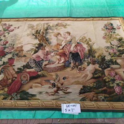 luxury handmade woolen aubusson carpet and tapestry for home decoration