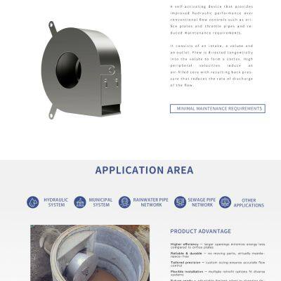No need for external power sewage treatment equipment DN800 volute vortex flow restrictor