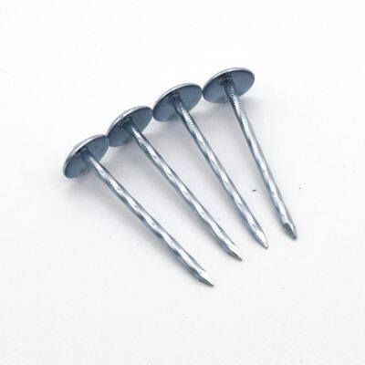 Twist Shank Umbrella Head Roofing Nails - With Washer Installed