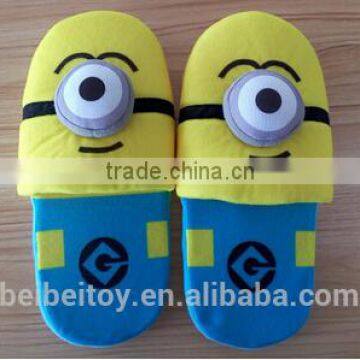 NBCU audited plush minion slipper soft 3D eyes minion kids indoor shoes