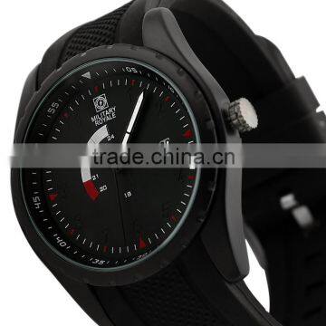 Military Royale Men's Black Rubber Strap Best Fashion Plastic Watch MR077