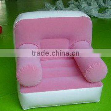 high quality pvc inflatable flocked sofa/lovely air filled flocking sofa chair