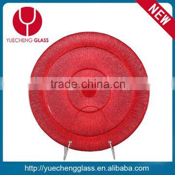 red clear glass plates and red glass charger plate