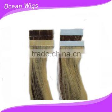 virgin remy russian hair tape extensions double drawn PU tape hair extensions 100% human hair