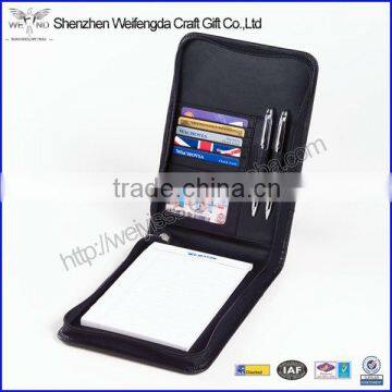 High Quality Leather Note Card Holder Zip Folder For Men