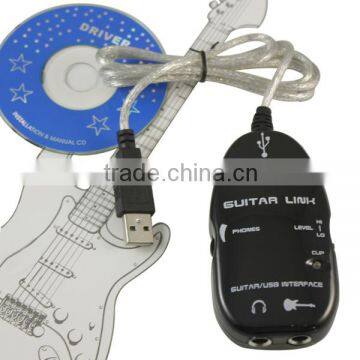 USB to Guitar Interface Cable Link Audio for PC/MAC Recording Adapter