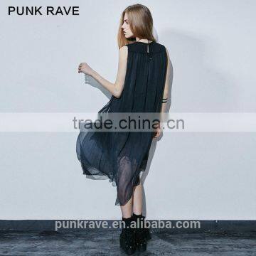 PQ-125 PUNK RAVE Brand Magician Conjures Beautiful Fish Tail Real Silk A Shape Long Dress photo-3