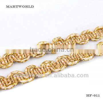 lace ribbon embroidery gold lace trim(HF-011)