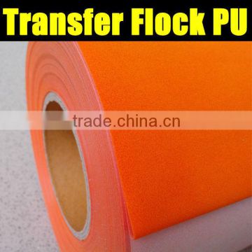 top quality flock transfer vinyl PU for clothes orange color