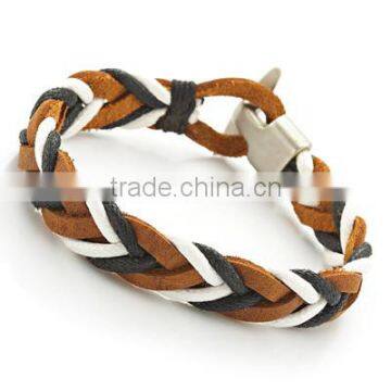 China Wholesale Cheap Braided Leather Bracelet with Stainless Steel Clasp Best Birthday Gifts for Women