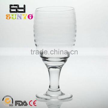 Customized size turn circle lines DOF glass cup in stocks beer cup with thick stem unique design