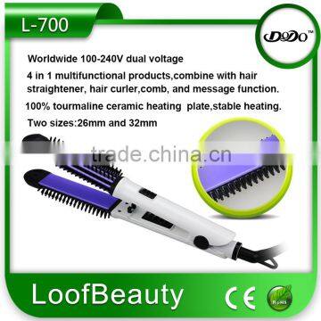 Hair Care Product Hair Straightener Brush With Flat Iron and Curling Iron Function