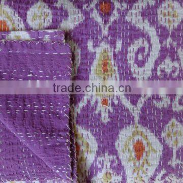 Indian Ikat Kantha quilts wholesale, Handmade designer throw 100% cotton India