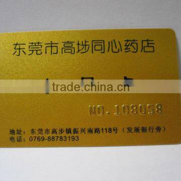 Gold Shiny Metallic Background PVC VIP Member Card For Pharmacy