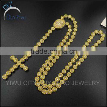 16K gold hip hop rosary necklace jewelry