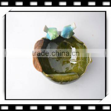 Special Leaf Shape Fruit Plate with Love Birds