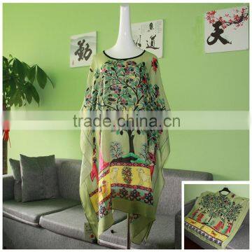Trade Assurance Spring Autumn Fashion Vintage Women Floral Print Pattern Viscose Blouse Women Short Bat Sleeve T Shirt