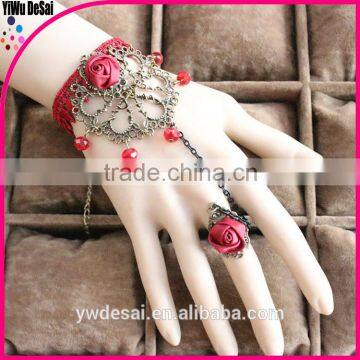 red rose bracelet Red crystal lace bracelet with ring restoring ancient ways fashion bracelet