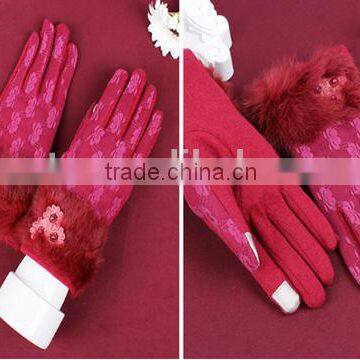 Factory Direct Sale Lace Nylon Design Finger Touch Screen Gloves